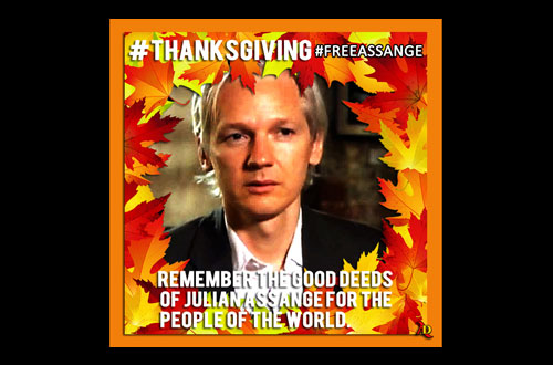 Thanks Giving libérez Julian Assange