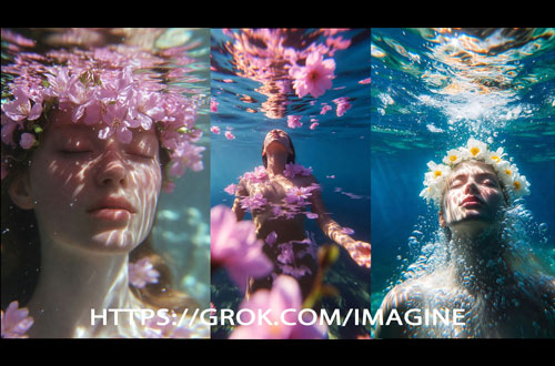 Jeune fille fleurie en immersion